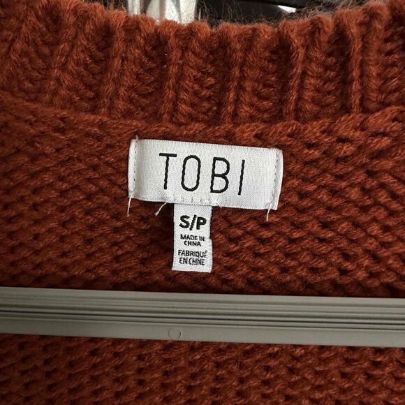 TOBI Womens Rust Orange Knit V Neck Button-Up Long Sleeve Thick Knit Cardigan‎ S - Picture 6 of 8